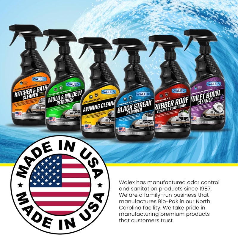 WALEX RV Rubber Roof Cleaner/Conditioner - Removes Dirt, Road Grime, Tree Sap, Bird Droppings & More, Conditions RV Roof After Application; Great for RVs, Campers, Motorhomes, & Trailers, 64 oz - Image 4